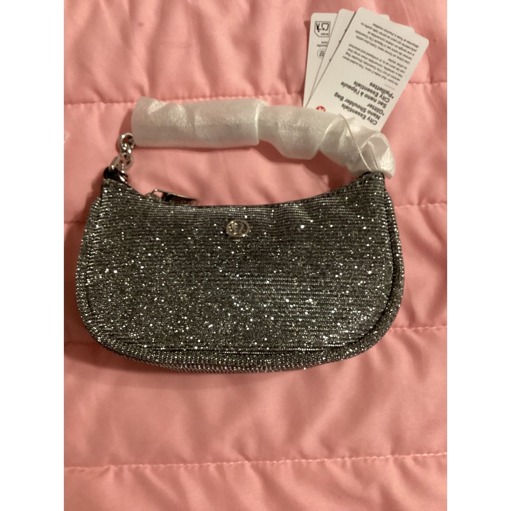 Lululemon City Essentials Nano Shoulder Bag Glitter Silver NWT - Picture 3 of 6